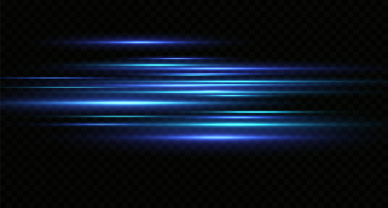 Motion light effect for banners. Blue lines. The effect of speed on a blue background