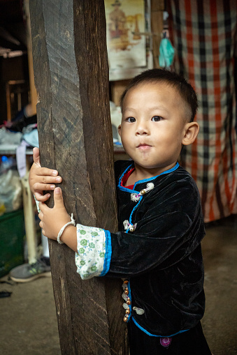 Hmong Hilltribe Boy in Village Chiang Mai, Thailand