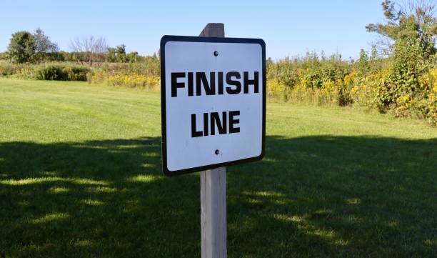 istock Black and White Finish Line Sign 1435053822