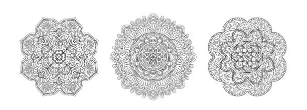 istock Set round mandalas henna mehndi tattoo, decoration 1435054580