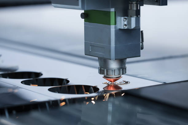 istock Cnc milling machine. Processing and laser cutting for metal in the industrial. Motion blur. Industrial exhibition of machine tools. 1435058313
