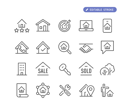 Editable Stroke - Real Estate - Line Icons