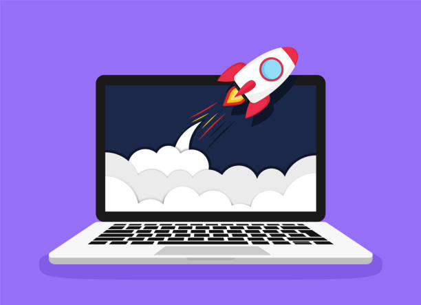 istock Start Up. Concept of new business project start-up development and launch a new innovation product on a market. Financial success of business start up. Creative or innovative idea. Rocket launch. 1435060816