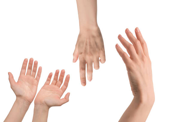 istock Woman hand isolated on a white background. 1435063264