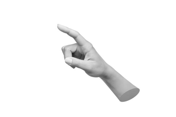 istock Young woman's hand pointing to the side at a copy empty blank space for text and design 1435066772