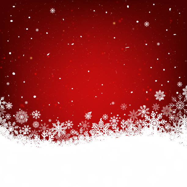 czerwone świąteczne tło z białą ramką płatków śniegu - święta bożego narodzenia stock illustrations