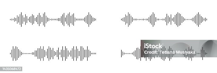 istock Set of sound or audio wave icon. Soundwave, social media message, voice assistant, audio. Sound waveform pattern for music player, podcasts, video editor, voise message, dictaphone. Vector 1435068472