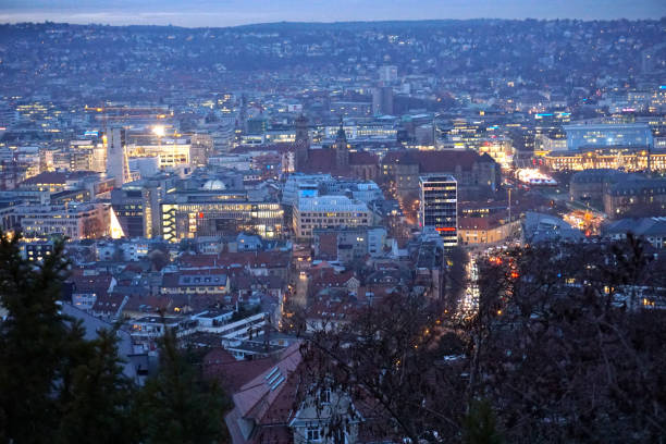 istock aerial view over downtown Stuttgart at dusk 1435068894