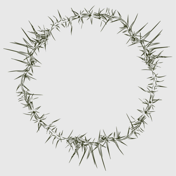 Sketch of wreath of prickly thorns Sketch of wreath of prickly thorns thorn stock illustrations