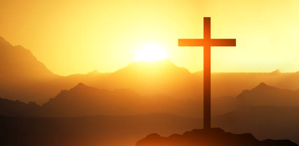 istock Good Friday concept. Cross on sky background. 1435076795