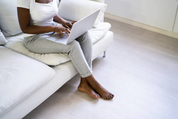 istock Barefoot African Woman On Floor 1435081488