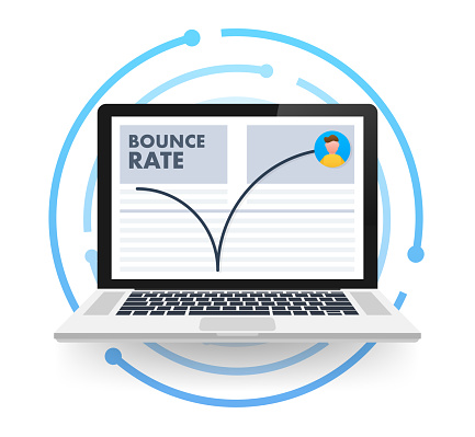 Website Bounce rate, exit rate, internet marketing. Vector stock illustration