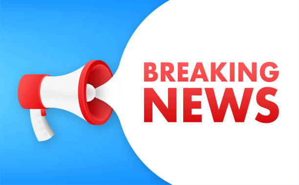 istock Hand Holding Megaphone with breaking news. Megaphone banner. Web design. Vector stock illustration. 1435086056