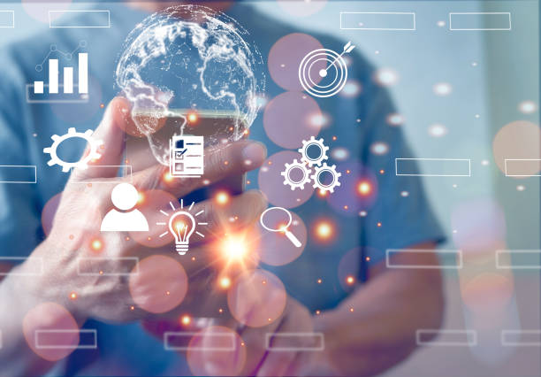 istock Businessman using smartphone to do online transaction with internet technology,  concept of gobal data connection by technology Internet, Big Data,searching for information, Online Marketingnline. 1435090739
