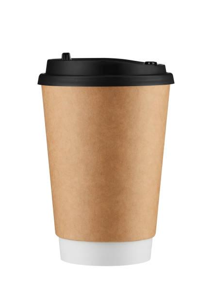 istock Brown paper coffee cup isolated on white background with clipping path. Real photo. 1435090882