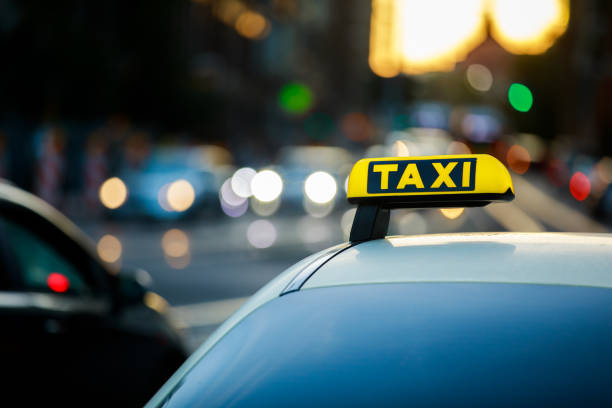 istock Taxi sign on a german cab in Berlin 1435093176