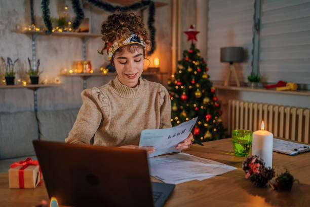 istock Woman doing finances at home 1435094260