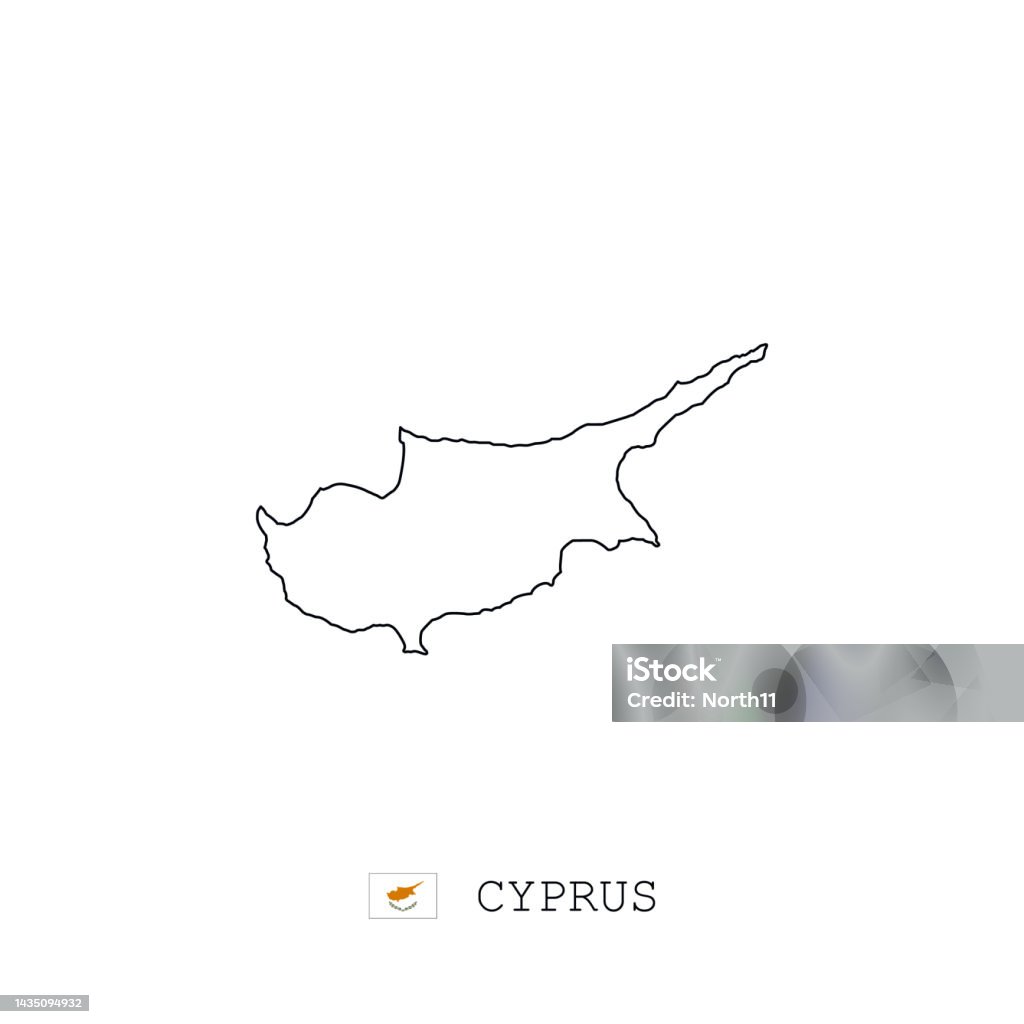 Cyprus Vector Map Outline Line Linear Cyprus Black Map On White Cyprus Vector Map Outline Line Linear Cyprus Black Map On White