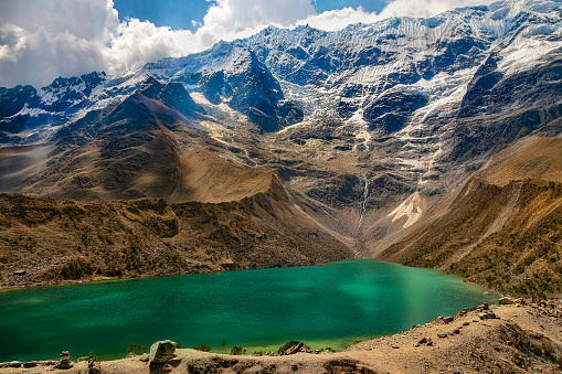 The Laguna Humantay near Cusco in the Peruvian Andes at an altitude of 4200 meters.