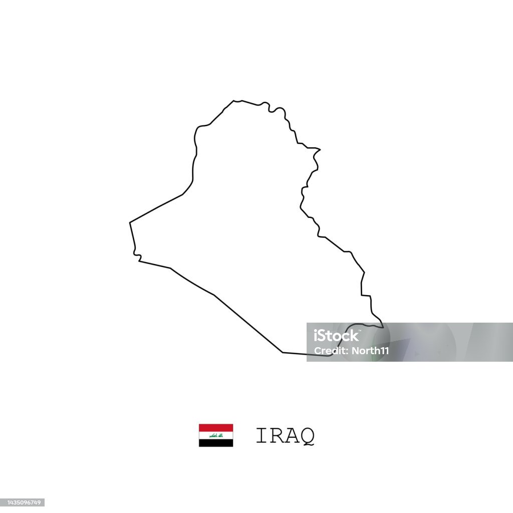 Vector Map Of Iraq Iraq Vector Map Outline Line Linear Iraq Black Map On White Background ...