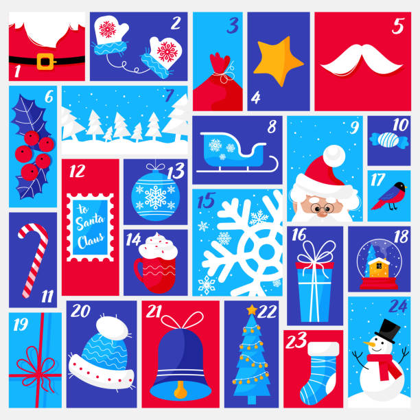 istock Advent calendar for Christmas with winter holidays ornament and decorations. 1435100253