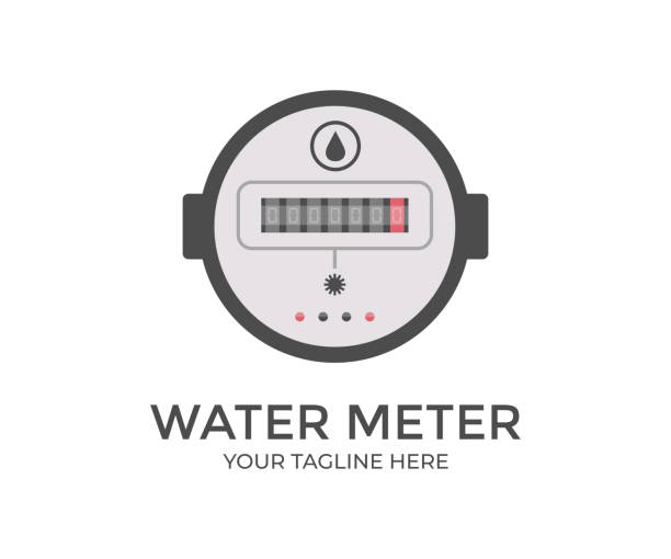 물 미터, 위생 장비 냉수 카운터 벡터 디자인 및 일러스트레이션. - sanitary engineering stock illustrations