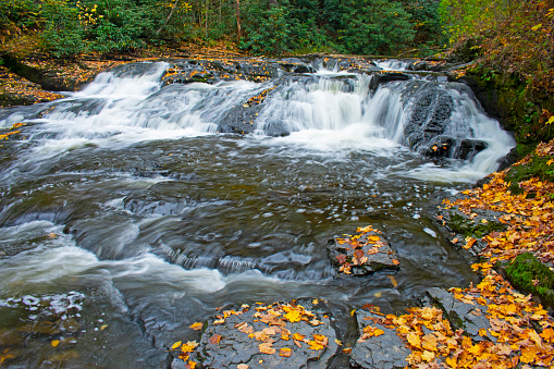 Small waterfall at Dingman's Creek in the vicinity of Dingman's Falls in Dingman, Pennsylvania,
