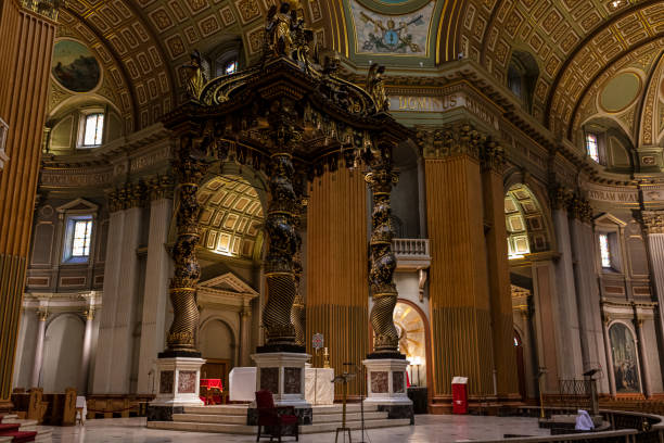 Mary Queen of the World Cathedral-Basilica Built in the 19th century Basilique-Cathédrale Marie-Reine du Monde, translating to Basilica-Cathedral Mary Queen of the World, is one of the beautiful landmarks in Montreal downtown area. mary queen of the world cathedral stock pictures, royalty-free photos & images