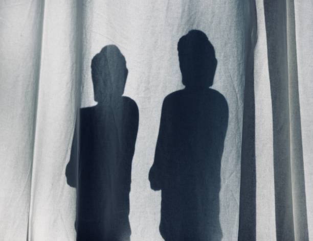 istock Shadow of people on curtain, art, mysterious 1435106987
