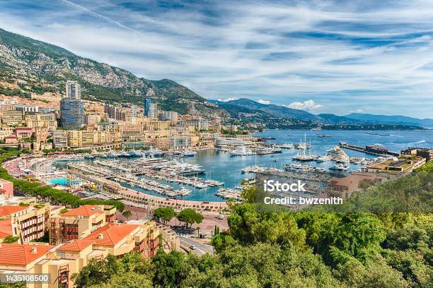 View Over Luxury Yachts And Apartments In Monte Carlo Monaco Stock Photo - Download Image Now