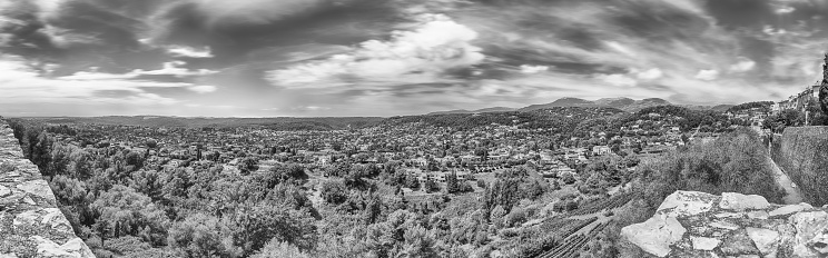Panoramic view in the town of Saint-Paul-de-Vence, Cote d'Azur, France. It is one of the oldest medieval towns on the French Riviera