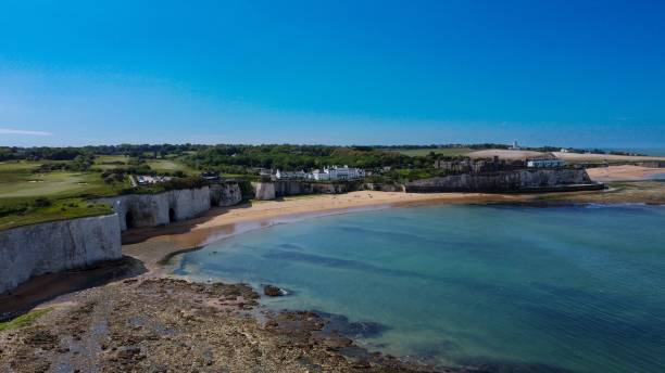 istock High-angle of Stone Bay beach with a resort view and clear sky background 1435111446