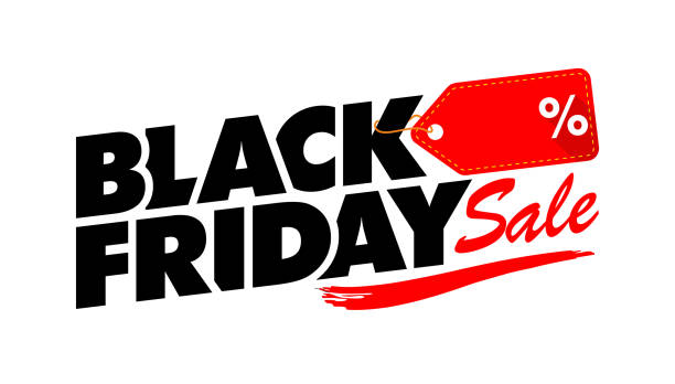 ilustraciones, imágenes clip art, dibujos animados e iconos de stock de pegatina de venta black friday - black friday
