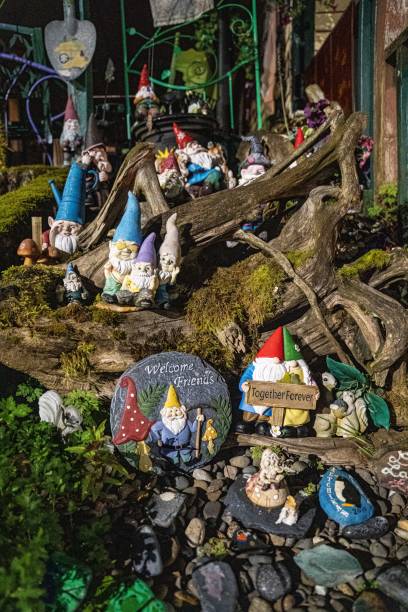 istock Vertical shot of garden gnomes display 1435126696
