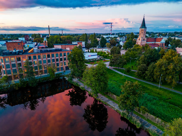 istock View at Pabianice city from a drone at sunset 1435130165