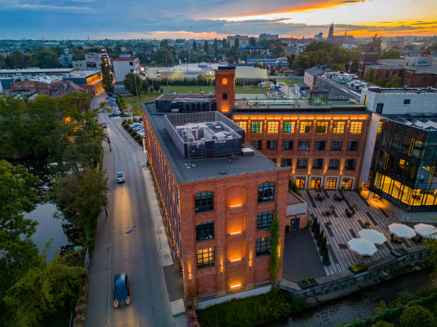 istock View at Pabianice city from a drone at sunset 1435130270