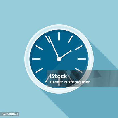 istock Flat wall clock with long shadow 1435141877