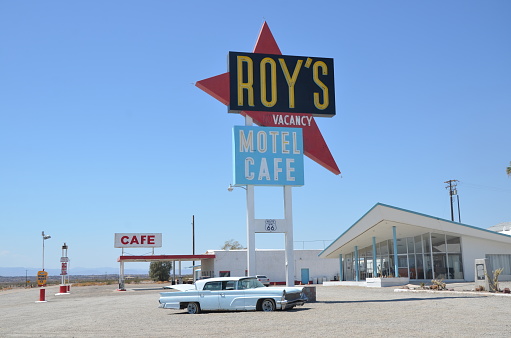 Amboy, California, USA - September 3, 2022: Roy's Motel and Cafe on Route 66