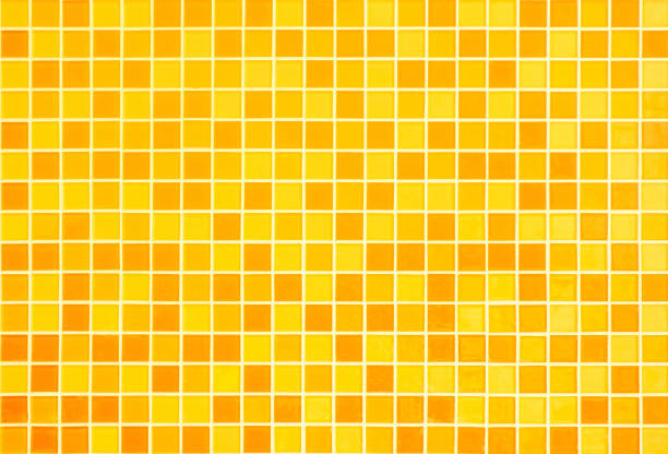 istock Orange ceramic wall chequered and floor tile bathroom background. Design geometric gray mosaic texture decoration bedroom. Simple seamless pattern grid for backdrop hospital wall, canteen and kitchen. 1435151553