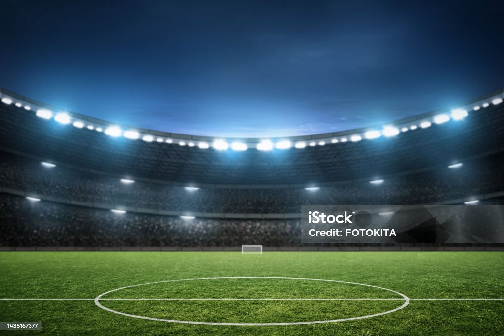 Terrain de stade de football, fond de football - Photo de Football libre de droits Terrain de stade de football, fond de football - Photo de Football libre de droits