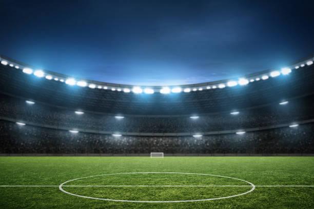 soccer stadium field, soccer background - soccer imagens e fotografias de stock