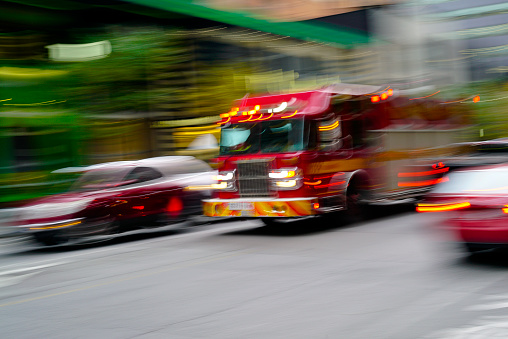 Toronto fire engine in action