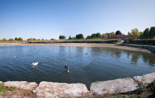 Bayfront Park in Hamilton, Ontario is one of the premiere public parks in the city.   It offers abundant leisure space, trails, waterfront, food and drink establishments, marinas and is a gathering place to various entertainment and cultural events over the course of the year.