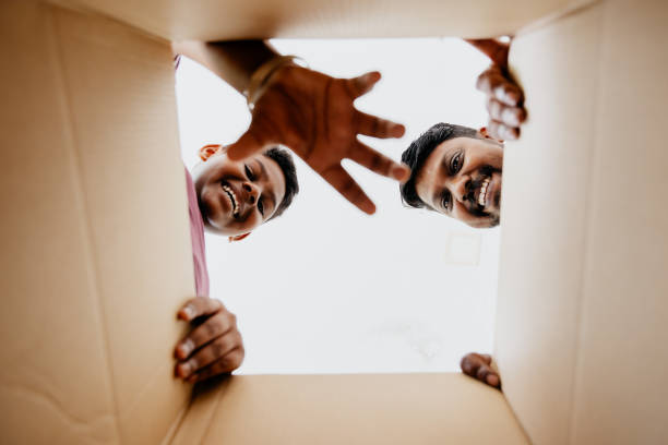 istock Father and son exited to unpack present gift box wonderful expression emotion 1435173489