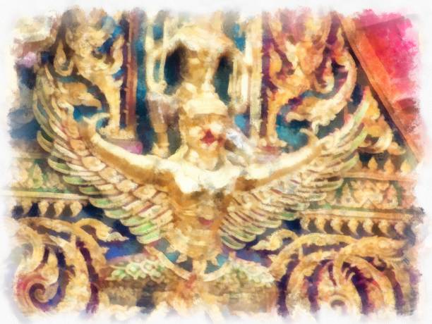 istock Landscape of ancient architecture in Bangkok watercolor style illustration impressionist painting. 1435178860