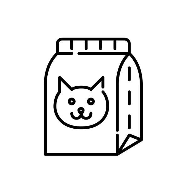 illustrations, cliparts, dessins animés et icônes de pack de nourriture pour chat. icône de contour pixel perfect, modifiable - grooming product