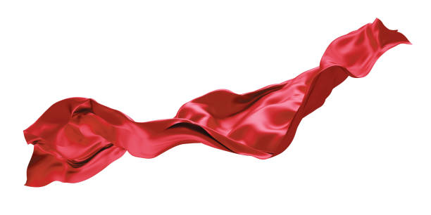 istock Red cloth flying in the wind isolated on white background 3D render 1435187737