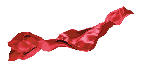 Red cloth flying in the wind isolated on white background 3D render