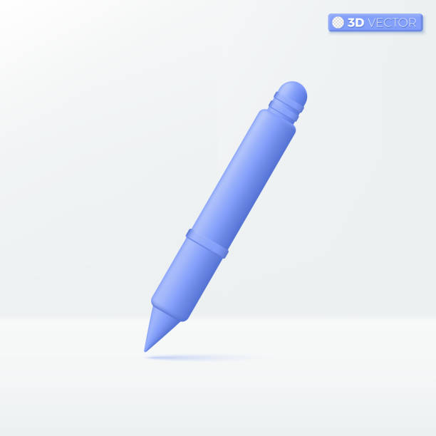 istock Blue Writing icon symbols. pen, pencil, stylus, drawing, copywriting, storytelling, education concept. 3D vector isolated illustration design Cartoon pastel Minimal style. For design ux, ui, print ad. 1435194584