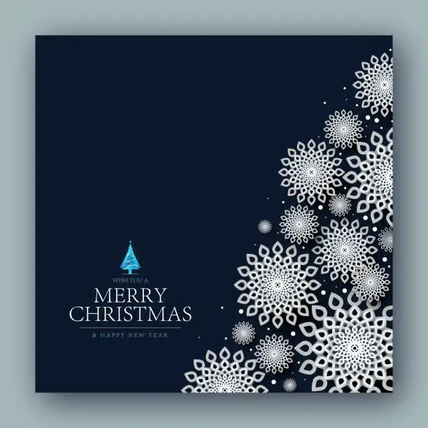 Vector illustration of Holiday Card with Paper Snowflakes